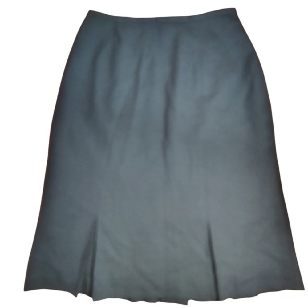 Norm Thompson Black Worsted Wool Crepe Pleated Midi Skirt Size 12 old money‎